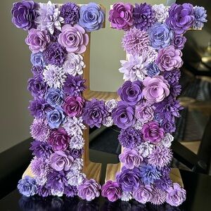 Handcrafted Chunky Wooden Floral Letter "H"